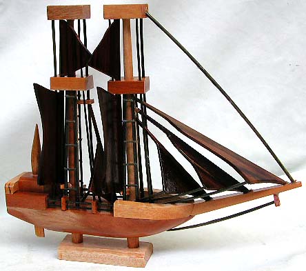 Fashion gift decor supply - wood made classical style sailing boat stand