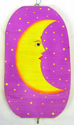 Decor room for child - yellow sun moon snowflake design purple fashion wind dancer