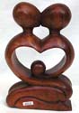 Knee-down heart love kissing couple abstract carving stand