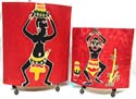 Tribal figure design assorted color fashion lampshape set, set of 2 pieces 