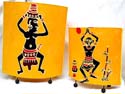 Tribal figure design assorted color fashion lampshape set, set of 2 pieces 