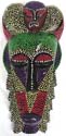 Dot pattern assorted color painted spiky Japanese man face wooden mask with mad man face docr on top