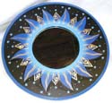 Blue fire ring on black cosmo design fashion mirror