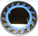 Blue wave ring on black circle design fashion mirror