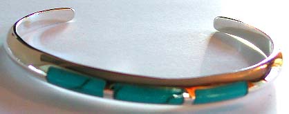turquoise jewelry store supply multi long strip blue turquoise stone embedded sterling silver bangle