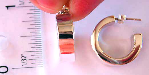 3 dimensional BIG letter 'C' pattern design sterling silver earring 