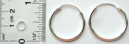 Plain circular loop design sterling silver earring 