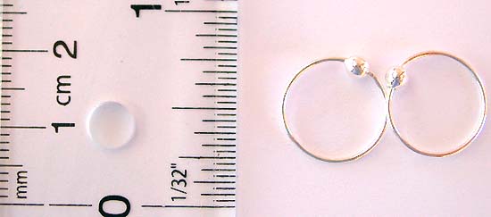 Mini thin circluar loop shape pattern design sterling silver earring