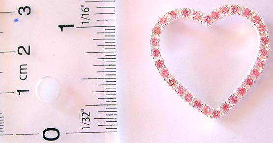 Multi mini pink color cz embedded cut-out heart pattern sterling silver pendant 