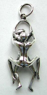 Naked woman on man's back design sterling silver pendant
