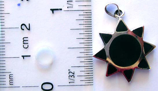 Multi onyx stone embedded shining sun pattern design sterling silver pendant