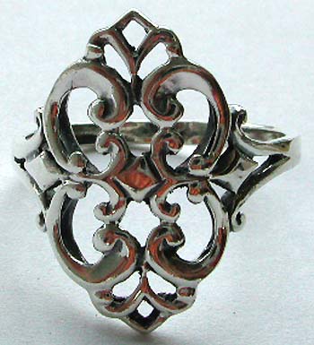 filagree jewelry Carved-out flower pattern design sterling silver ring