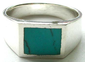 Genuine blue turquoise stone embedded sterling silver ring