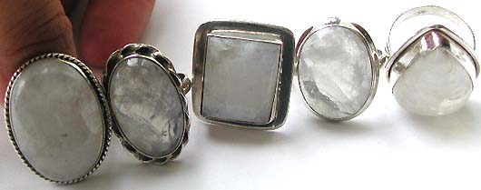 Sterling silver ring with assorted design genuine moon stone inlay 