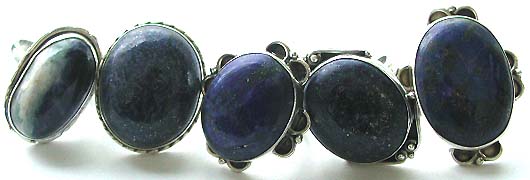 Assorted design genuine lapis stone inlay sterling silver ring 