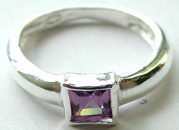 sterling silver jewelry with gemstones or birthstones - purple cz stone ring from our wholesale jewelry catalog