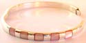 Sterling silver bangle with 5 aquare shape pink / white mother of pearl seashell embedded in middle
