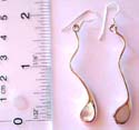 Wavy pattern design sterling silver fish hook earring with a tear-drop shape white seashell embedded