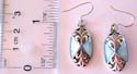 2 blue seashell embedded carved-out pattern design fish hook sterling silver earring 