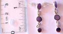 3 mini rounded dark purple seashell forming chain-in pattern design sterling silver earring 