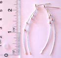 Loose beaded double curve strip pattern design sterling silver earring 