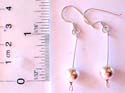 Long strip design sterling silver fish hook earring with spinning bead 