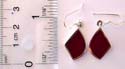 Sterling silver earring with faux red stone  embedded, fish hook to fit