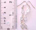 Fish hook sterling silver earring with 3 oval shape mother of pearl seashell in chain pattern design 