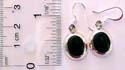 Sterling silver earring with oval shape black onyx stone embedded, fish hook to fit