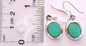 Sterling silver earring with oval shape blue turquoise stone embedded, fish hook to fit