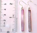 Long retangular light purple color seashell inlay sterling silver earring with fish hook to fit