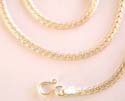 Flat wave link design sterling silver necklace