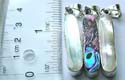 Long elliptical shape mother of pearl / abalone seashell inaly sterling silver pendant