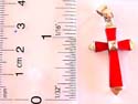 4 red stone forming cross with arrow-edge pattern design sterling silver pendant