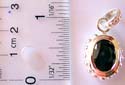 Oval shape black cz stone embedded sterling silver pendant with dot pattern around edge