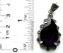 An large water-drop shape amethyst stone inlay sterling silver pendant with multi marcasites embedded around edge