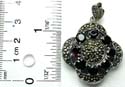 Multi marcasites and red garnet stone forming sun flower pattern sterling silver pendant