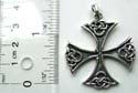 Fansy cross sterling silver pendant with Celtic knot work pattern on 4 edges