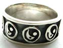 Black sterling silver ring with carved YIN YANG pattern design