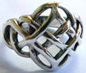 Sterling silver ring with cut-out Celtic knot pattern design in middle