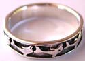 Black sterling silver rign with mulit carved-out dolphin pattern decor