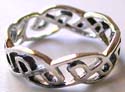 Carved-out Celtic knot work pattern design sterling silver ring