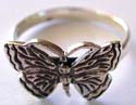 Sterling silver ring with  butterfly pattern design in middle