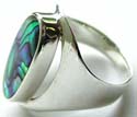 Sterling silver ring with push-up oval shape abalone power shell inlaid