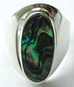 Sterling silver ring with push-up oval shape abalone power shell inlaid