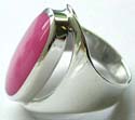 Sterling silver ring with push-up oval shape pink color mother of pearl seashell inlaid