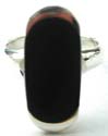 Sterling silver ring with elliptical genuine black onyx stone inlaid