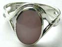 Cut-out twisted pattern sterling silver ring with oval shape pink color mother of pearl seashell