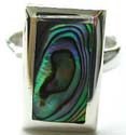 Sterling silver ring with retangular abalone power shell inlaid