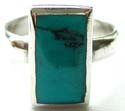 Vertically stand genuine blue turquoise stone embedded sterling silver ring